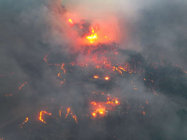 산불에 초토화된 민가