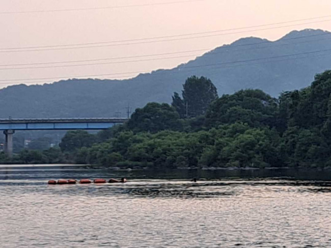 홍천강서 진행되는 수색 작업