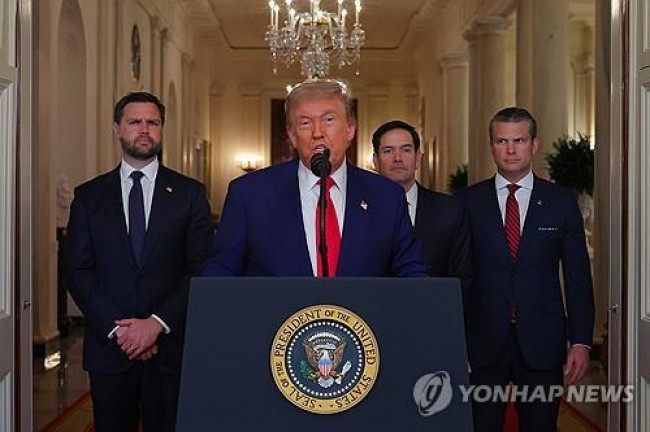 이란 공격 후 대국민 연설하는 트럼프