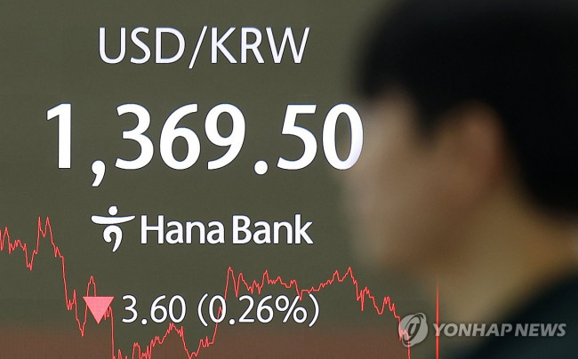 서울 하나은행의 환율 현황판